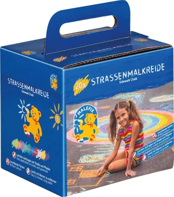 Image de MALEFIX, lot de 20 craies de trottoir – Couleurs vives dans une boîte pratique – Pour les enfants à partir de 3 ans