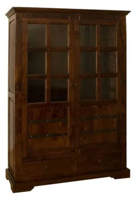 Produktbild von MASSIVMOEBEL24.DE Vitrine Akazie 134x50x196 nougat lackiert OXFORD #456