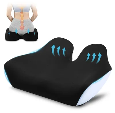 Produktbild von Sitzkissen aus Memory-Schaum, ergonomisches orthopädisches Sitzkissen mit Steißbeinentlastung, fördert die Durchblutung, komfortabel