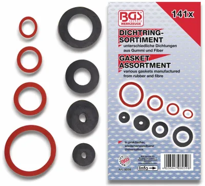 Produktbild von BGS 8059 Dichtring-Sortiment: Gummi & Fiber, 141-tlg.