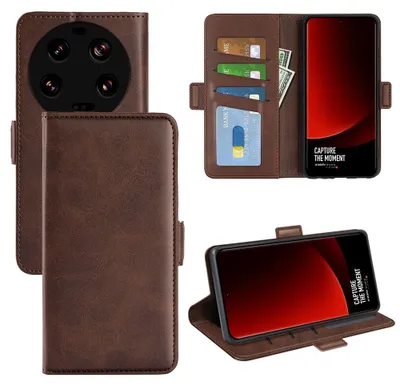 Productafbeelding van MobyDefend Hoesje - Geschikt voor Xiaomi 13 Ultra  -  Luxe Wallet Book Case (Sluiting Zijkant) - Bruin