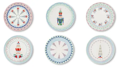 6 Dessertteller Porzellan 20,5 cm Weihnachtsdeko Sweet Pastels