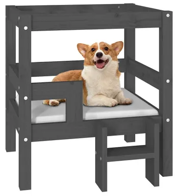 Obrázek produktu pro vidaXL Pelíšek pro psy Grey 55,5x53,5x60 cm Borovicový masiv