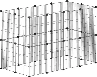 Image de Enclos pour animaux en acier inoxydable - Cage pour petits animaux - 24 panneaux - Design modulaire - 120×60×80 cm - Noir