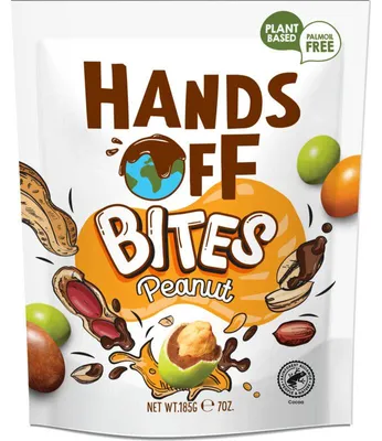 Produktbild von Hands Off Bites Erdnuss Snacks 185g – Proteinreiche, knusprige Erdnussbissen