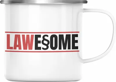 Produktbild von Trendation - Jura Emaille Tasse Geschenk Spruch Jurist Geschenkidee Anwalt Jura-Studium Lustige Sprüche Staatsexamen Lawesome (Silber)