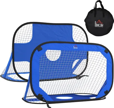 Produktbild von Fußballtore, Pop-Up-Tore, tragbares Fußballnetz, 2er-Set, faltbar, mit Tragetasche, Blau, 123 × 80 × 80 cm
