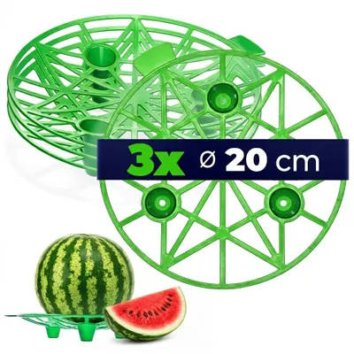Produktbild von KADAX Melonenstütze Ø 20 cm im 3er Set, Fruchtstütze aus Kunststoff, Stütze für Wassermelone, Kürbis & Melone, Kürbisstütze, Melonenhalter für Garten