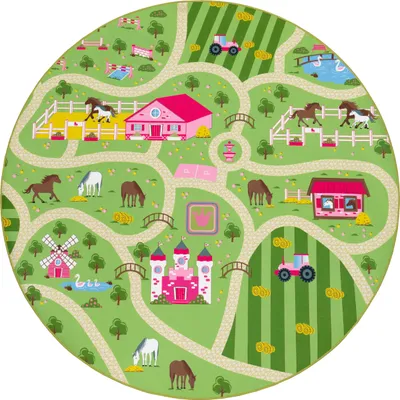 Produktbild von Paco Home Kinderteppich Teppich Rund Kinderzimmer Spielteppich Straßenteppich Modern 100x200 cm