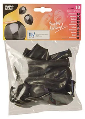 Zdjęcie produktu dla Papstar Luftballons schwarz Helium geeignet Durchmesser 25cm 10 Stück