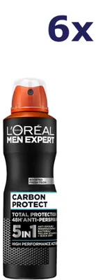Produktbild von 6x L'Oréal Men Expert Deodorant 150 ml Carbon Protect