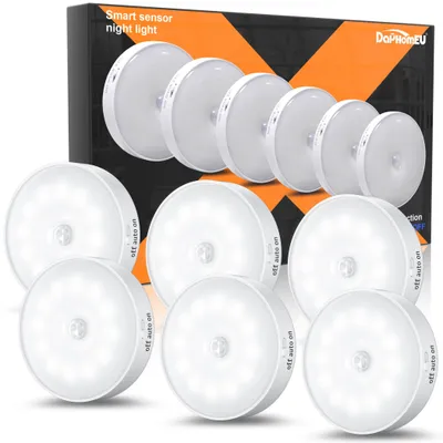 6er-Set Bewegungsmelder-Leuchten, USB-aufladbar, LED, 12 LEDs, kaltweiß