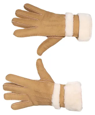 Produktbild von Damen Handschuh aus echtem Lammfell mit Pelz Besatz