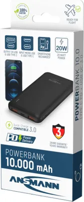Produktbild von ANSMANN Mobiler Zusatzakku PB320PD 10.000 mAh schwarz