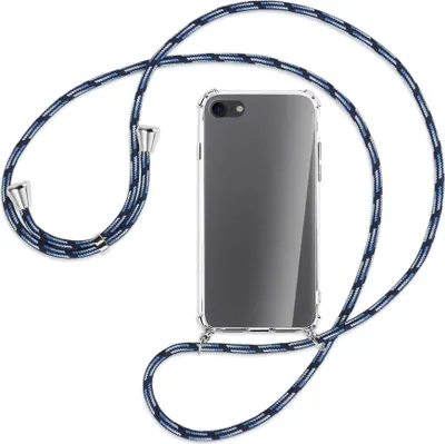Produktbild von Handykette Backcover-Schutzhülle mit Band (Metall silberfarben) für Apple iPhone 7, iPhone 8 - Blautöne
