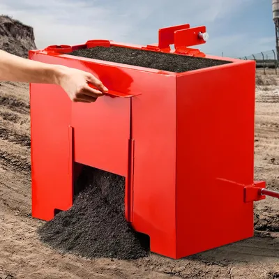 Produktbild von VEVOR Ballastbox, 3-Punkt-Traktorballast der Kategorie 1 mit 363 kg Tragkraft, mit Standard-2-Zoll-Anhängerkupplung, Stahlkonstruktion, 0,09 m³ Volumen, Laderanbau mit Schiebetür, Rot