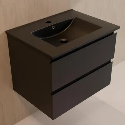 Zdjęcie produktu dla LOMAZOO MARENZA 60 cm, czarny mat, czarna umywalka