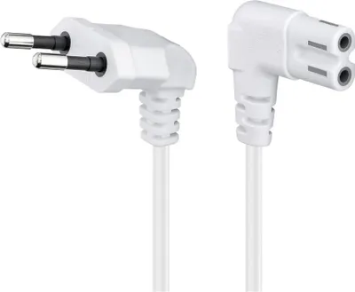 Produktbild von Goobay Euro Anschlusskabel beidseitig abgewinkelt, 2 m, Weiß, 2 m - Eurostecker (Typ C, CEE 7/16) > Gerätebuchse C7