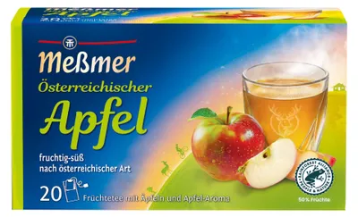 Produktbild von Meßmer Ländertee | Österreichischer Apfel | Früchtetee mit Äpfeln und Apfel-Aroma | fruchtig-süß | 20 Teebeutel