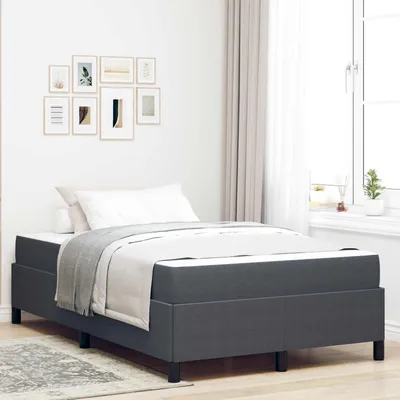 Image de vidaXL Cadre de lit avec matelas gris foncé 120 x 200 cm Tissu