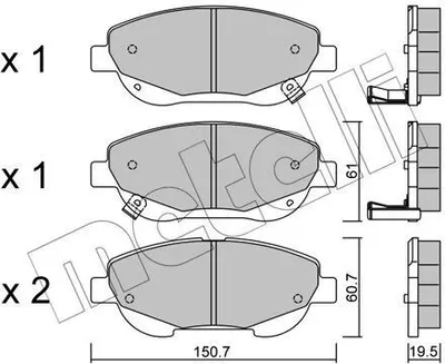 Produktbild von METELLI Bremsbeläge Satz Vorne Bremsklötze für TOYOTA AVENSIS Station Wagon (ZRT27, ADT27) 22-0879-0