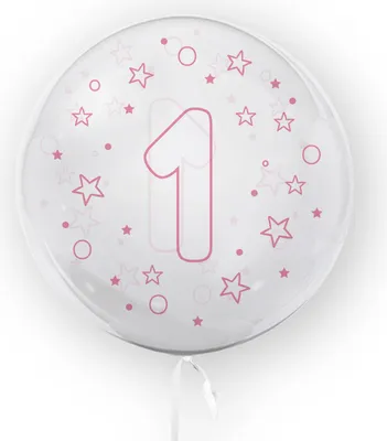 Produktbild von Transparenter Ballon mit rosa Aufdruck Nummer 1, 45cm