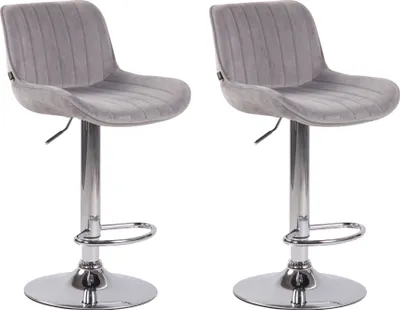Produktbild von 2er Set Barhocker HLO-CP68 Samt chrom grau