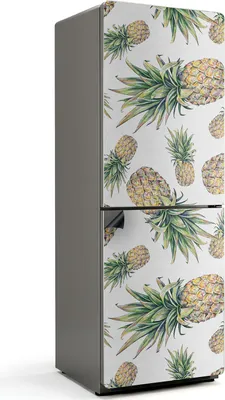 Produktbild von Ananasmusterillustration – Magnetische Kühlschrank Abdeckung – Dekorfolie magnetisch Küche – Kühlschrank Magnet Deko – selbstklebende Magnettafel – Magnetfolie für Kühlschranktür – 70x190 cm