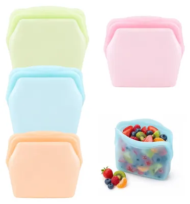 Silikontaschen wiederverwendbar, 4er-Set, transparent, ofen- & gefriergeeignet