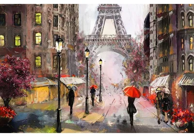 Image de Tableau sur toile peinture Paris 30x45 cm, Tableau mural moderne pour décoration intérieure