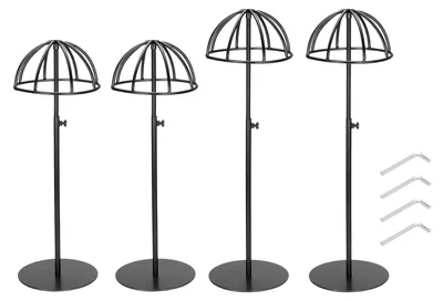 Hutständer-Set 4er, Edelstahl, höhenverstellbar 30–61 cm, schwarz