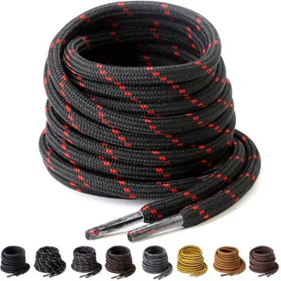 Image de Ibenzoa® Lacets ronds extra résistants, 4,5 mm – Polyester, anti-déchirure, pour chaussures de travail et de randonnée, longueurs de 90 à 200 cm, couleurs : noir, marron, ou bicolore