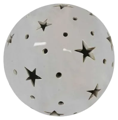 Produktbild von Dehner Weihnachtliche Lichterkugel, mit LED warmweiß, 16 x 14.5 x 16 cm, Keramik, weiß