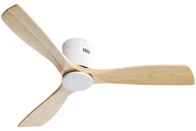 Produktbild von Zimilo Deckenventilator 132 cm, 3 Holzflügel, DC Motor, 6 Stufen, Timer, Fernbedienung, Sommer Winter Modus, für Wohnräume & Terrasse