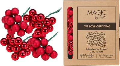Weihnachtskugeln am Draht 2cm Glas 144 Stück - Ochsenblut
