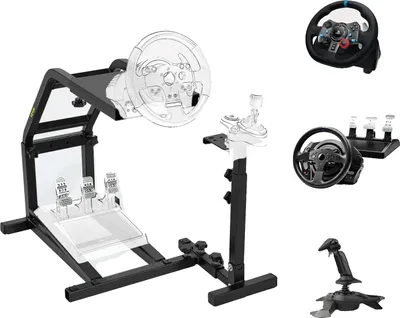 Image de Support de volant pour simulateur de course, matériau durable, design réglable, noir