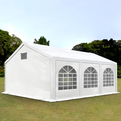 Produktbild von TOOLPORT Partyzelt Festzelt 3x6 m in weiß Professional PE Plane 550 N Wasserdicht UV Schutz mit BODENRAHMEN Gartenzelt