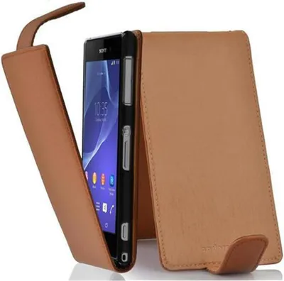 Produktbild von Cadorabo Schutzhülle für Sony Xperia Z2 Hülle in Braun Flip Etui Handyhülle Case Cover Kunstleder
