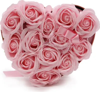 Zdjęcie produktu dla Mydlany Flower Box - 13 Różowych Róż w Pudełku w kształcie Serca