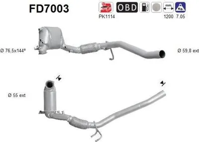 Produktbild von AS FD7003 Dieselpartikelfilter Rußpartikelfilter DPF für VW Golf V Schrägheck (1K1) Abgasanlage Diesel