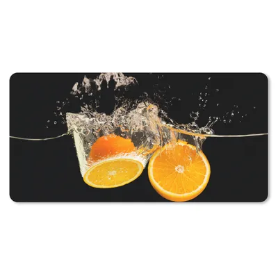 Produktbild von MuchoWow® Schreibtischunterlage Orange - Stillleben - Wasser - Schwarz - Obst 80x40 cm - XXL Mauspad - Gaming Mauspad
