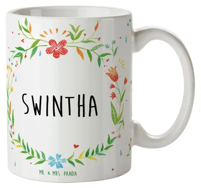 Produktbild von Mr. & Mrs. Panda Kaffeetasse Swintha - Geschenk, schöne tasse, Teetasse, Becher, Bedruckte