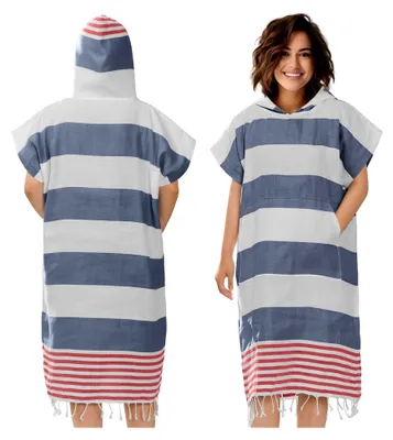 Produktbild von Badeponcho für Erwachsene - Schnelltrocknender Surfponcho - Leichtes Handtuchkleid mit Kapuze - Ideal für Strand, Sauna und Fitnessstudio - Umziehhilfe für Erwachsene