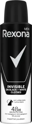 Immagine prodotto di Rexona | Antitraspirante - 150 ml - per uomo - Uomo invisibile sui vestiti bianchi e neri - protezione di 48 ore - in spray