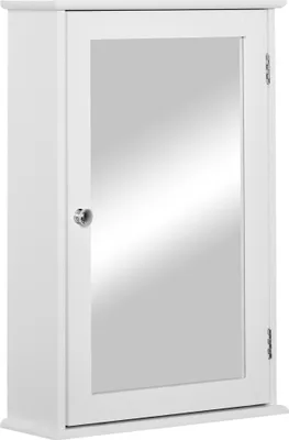 Obrázek produktu pro Koupelnová zrcadlová skříňka - Skříňka se zrcadlem - 41x14x60 cm - 1 police - MDF a sklo - bílá