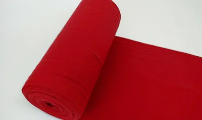 Produktbild von Bündchenstoff LUC Rot, Uni 270 g/m², Strickschlauch glatt/fein, 35 cm breiter Schlauch, 25 cm lang, Meterware