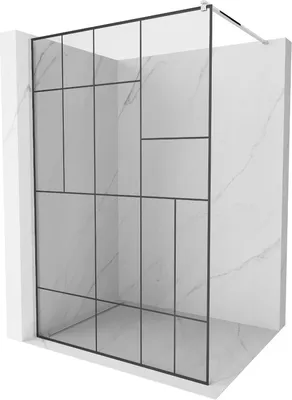 Produktbild von Mexen Kioto Duschwand 140 x 200 cm, Transparent/Schwarzes Design 8 mm, Chrom - 800-140-101-01-78