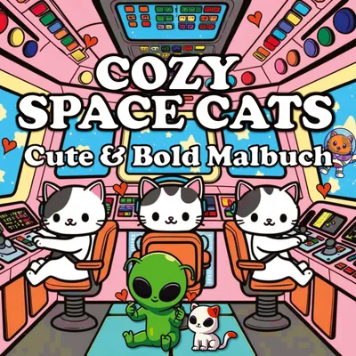 Produktbild von Katzen Malbuch - Cozy Malbuch - Space Cats: Katzen im Weltraum Cute & Chill Süßes Malbuch