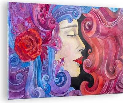 Produktbild von Bilder auf glas - Frau Abstraktion - 70x50cm - Glasbilder - Wandbilder - Kunstdruck - zum Aufhängen bereit - Wanddekoration aus Glas - Glas Bilder - Wandbild auf Glas - Einteilig - GAA70x50-4005