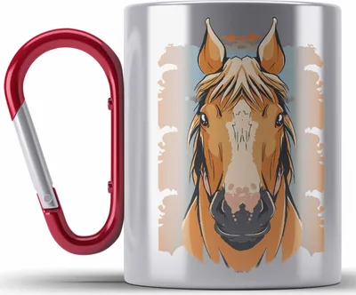 Produktbild von Trendation - Lustige Reiter Sprüche Geschenk Edelstahl Tasse Karabiner Reiterin Pferde Mädchen Geschenkidee Pferde Grafik (Rot)